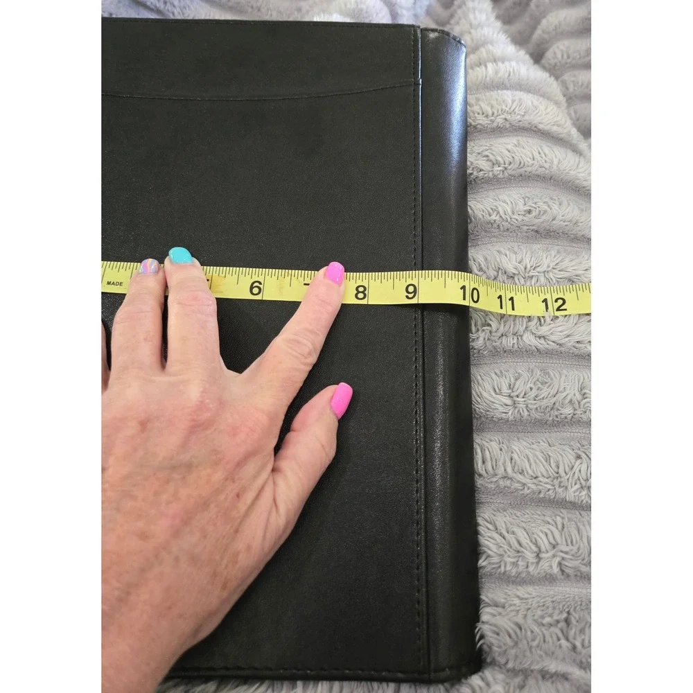 Professional Black Leather Portfolio Organizer Padfolio Business Card Holder